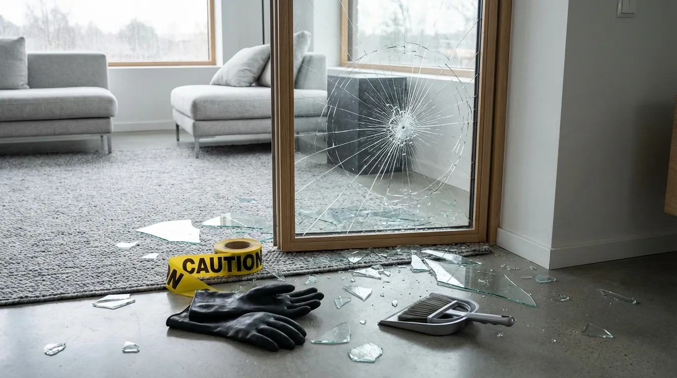 Image de couverture : Vitre cassée : les 5 réflexes à avoir avant l'arrivée du vitrier - Dépannage Urgence
